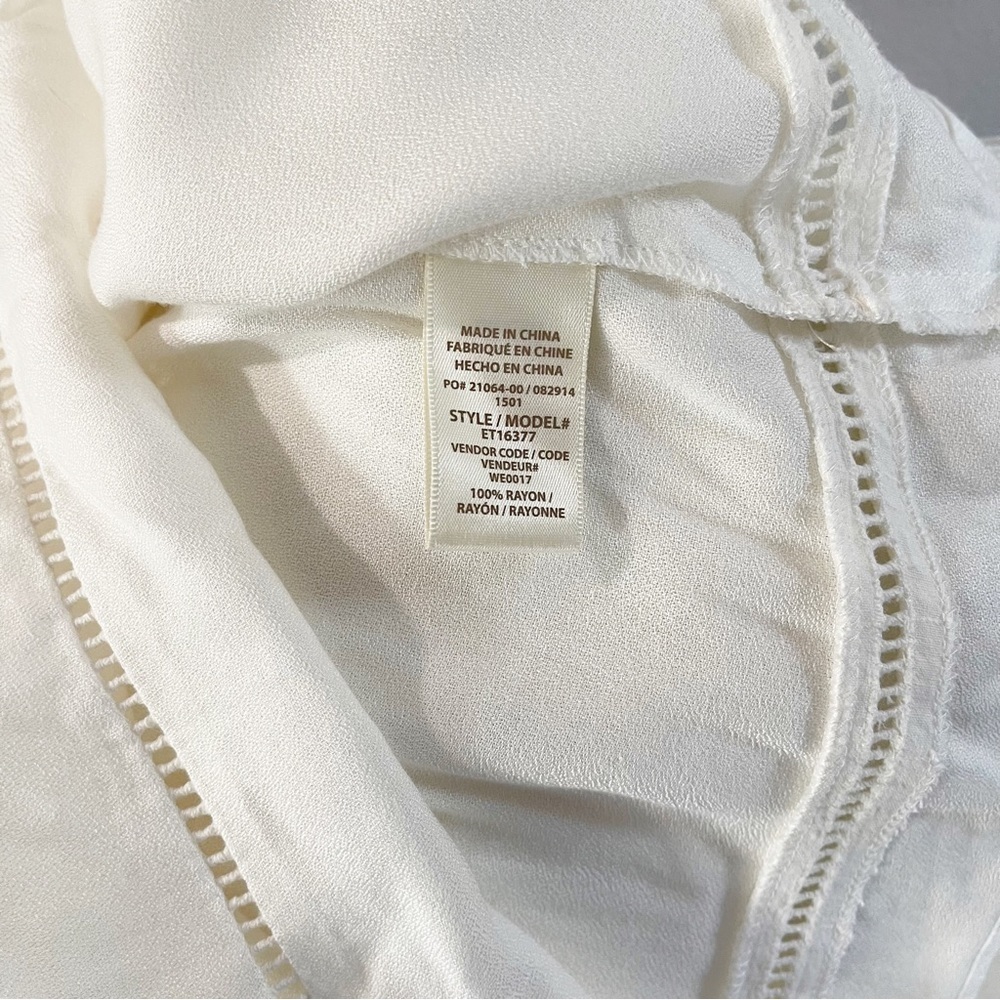 Ella Moss Light Cream Loose Short Sleeve V-Neck Tunic Top Size M - Picture 6 of 6